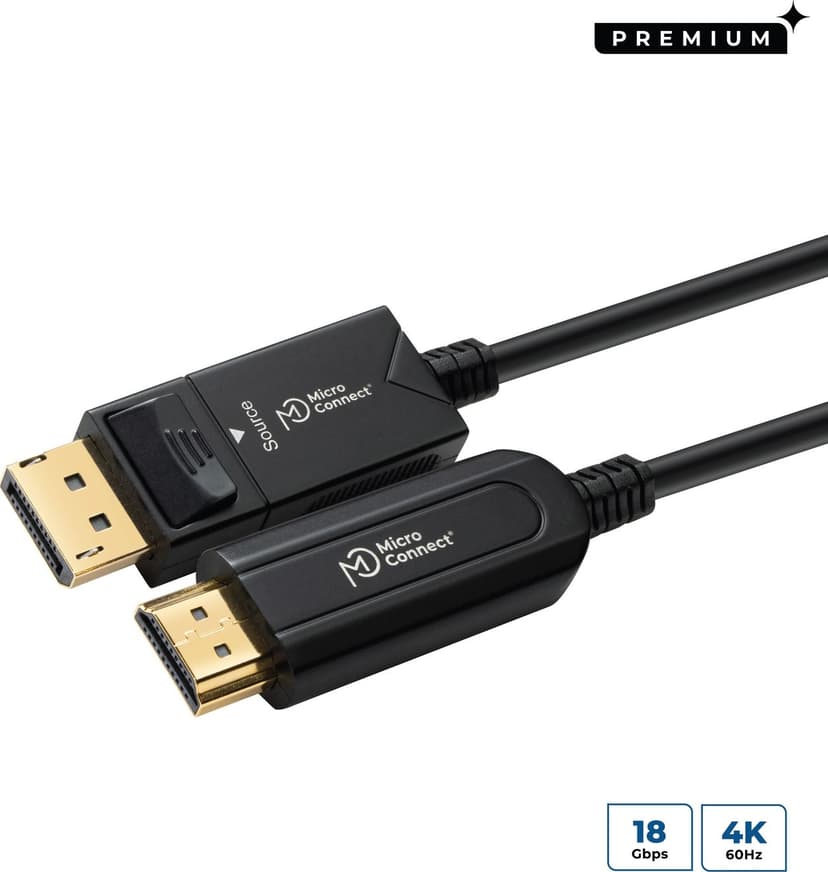 Microconnect Premium Optic DisplayPort 1.4 - HDMI 2.0 Cable 15m DisplayPort HDMI Sort