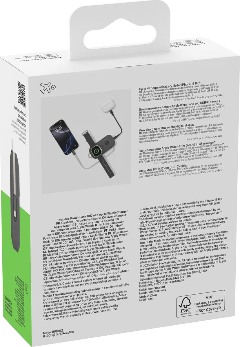 Belkin BoostCharge Pro PowerBank With Apple Watch Charger 10000mAh Svart