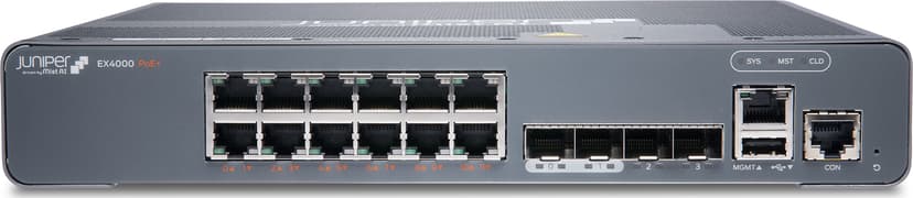 Juniper Networks Juniper EX4000-12P nettverkssvitsj Håndtert L2/L3 Gigabit Ethernet (10/100/1000) Strøm over Ethernet (PoE) 1U Grå