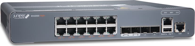 Juniper Networks Juniper EX4000-12P nettverkssvitsj Håndtert L2/L3 Gigabit Ethernet (10/100/1000) Strøm over Ethernet (PoE) 1U Grå