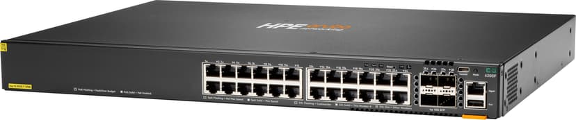 HPE Aruba Networking CX 6200F 24G Class-4 PoE 4SFP+ 370W Switch Strömförsörjning via Ethernet (PoE) stöd