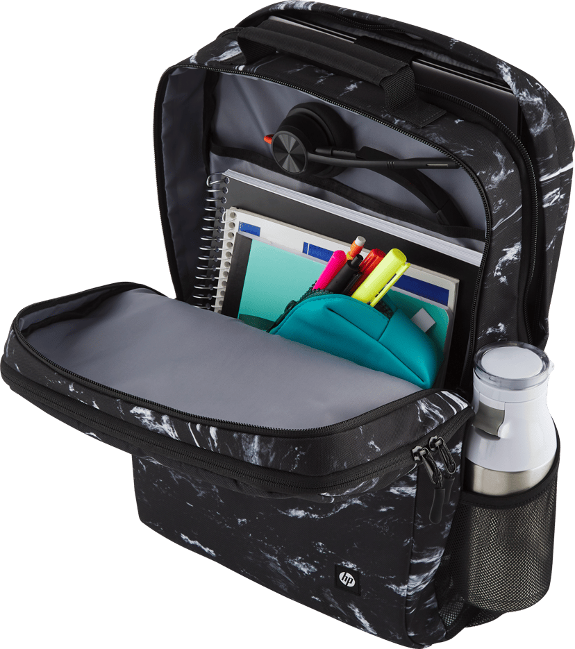 HP Campus XL-ryggsekk, marmorstein 16.1" 16.1" Polyester, Skumplast Grå, Sort Grå, Sort