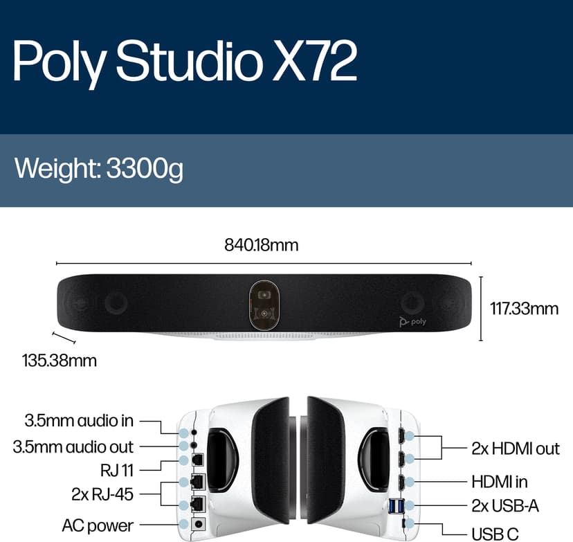 HP Poly Studio X72 All-In-One Video Bar
