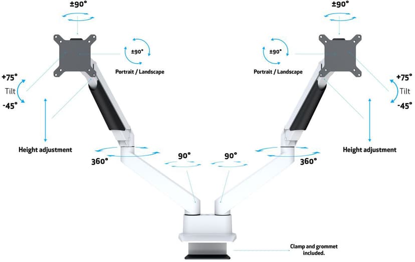 Multibrackets M VESA Gas Lift Arm Dual Side By Side