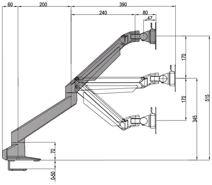 Multibrackets M VESA Gas Lift Arm Dual Side By Side