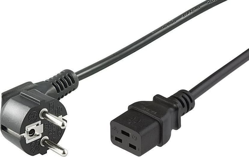 Microconnect PE0771901 strömkablar Svart 1 m Strömkontakt typ E+F C19 coupler 1m Strömkontakt typ E+F C19 Svart
