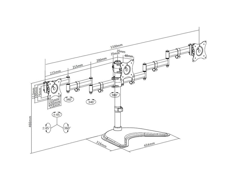 Multibrackets M Deskstand Basic Triple