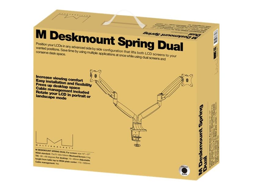 Multibrackets M Deskmount Gas Spring Dual 15"-27" Svart