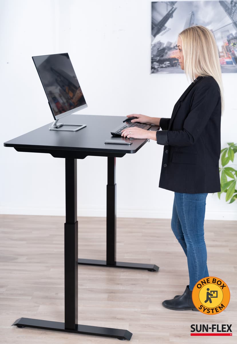 Sun-Flex EasyDesk Elite höj- och sänkbar 1200x700 svart