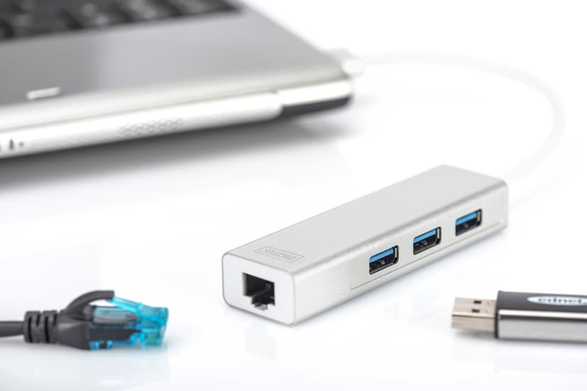 Digitus USB-C Network Card with built in USB hub USB-A 3.2 Gen 1 (3.1 Gen 1)