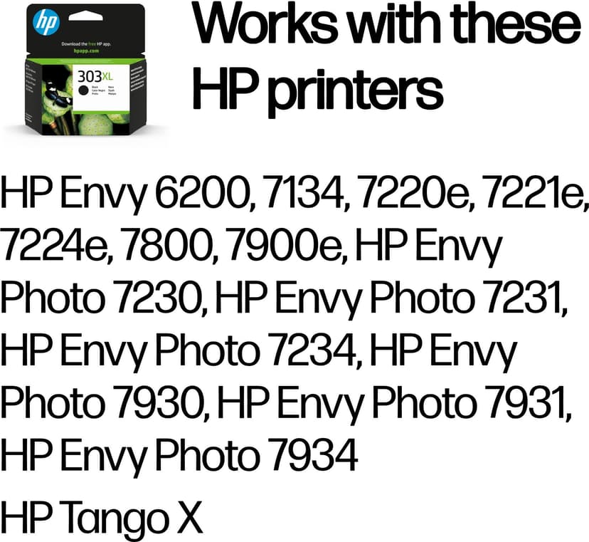 HP Blæk Sort 303XL 12ml - Envy Foto 62XX/71XX/78XX
