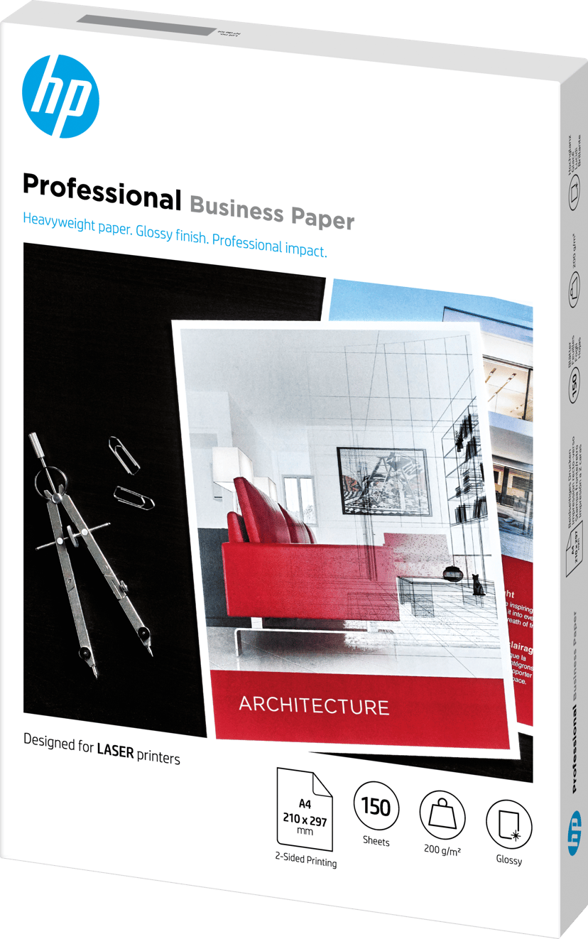 HP Papir Professional Glossy A4 200 g Laserjet 150 Ark
