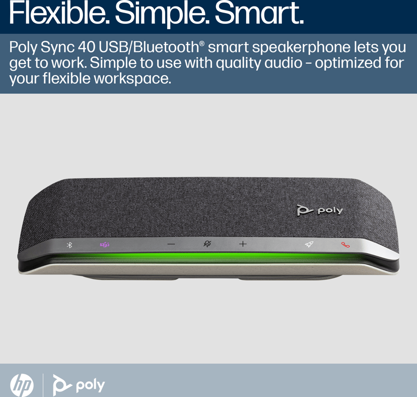 HP Poly Sync 40+ Microsoft Teams-certificeret USB-A USB-C-højttalertelefon +BT700 USB-A-adapter