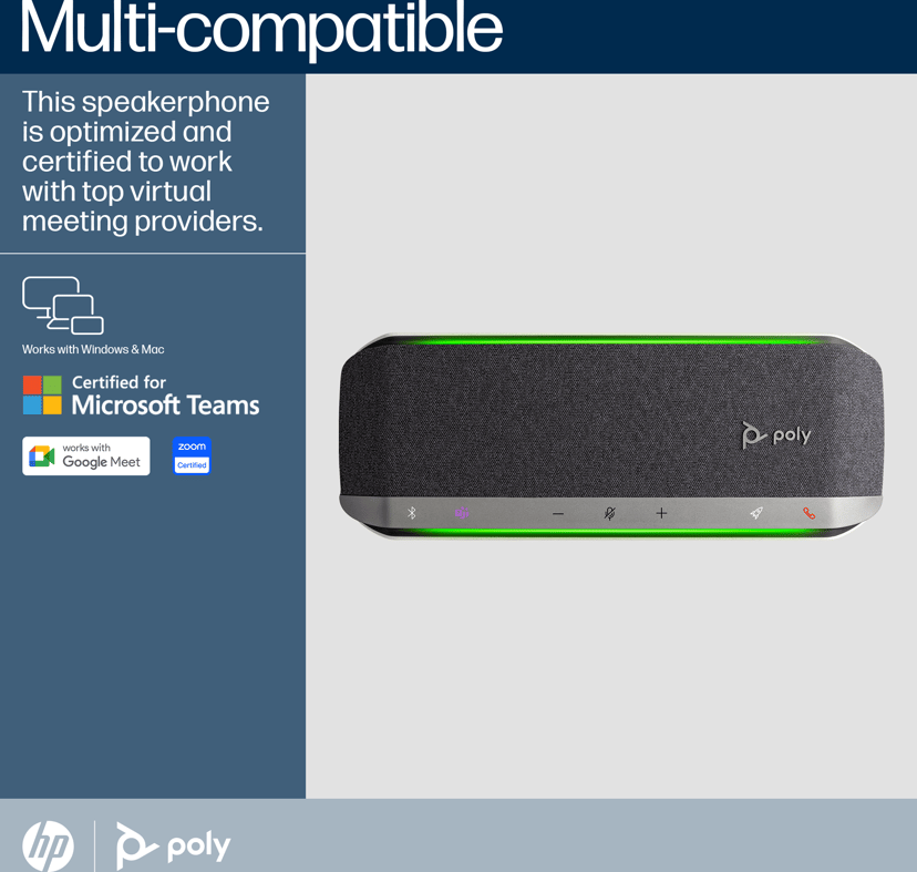 HP Poly Sync 40+ Microsoft Teams-sertifisert USB-A USB-C-høyttalertelefon +BT700 USB-A-adapter