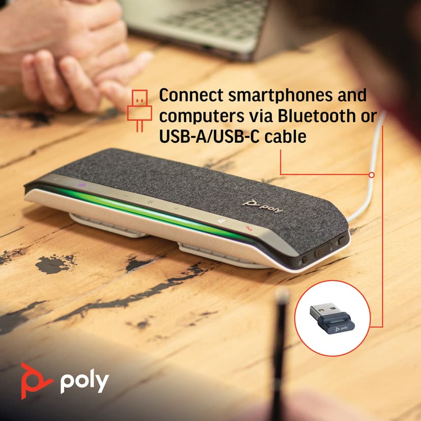 HP Poly Sync 40+ Microsoft Teams-sertifisert USB-A USB-C-høyttalertelefon +BT700 USB-A-adapter