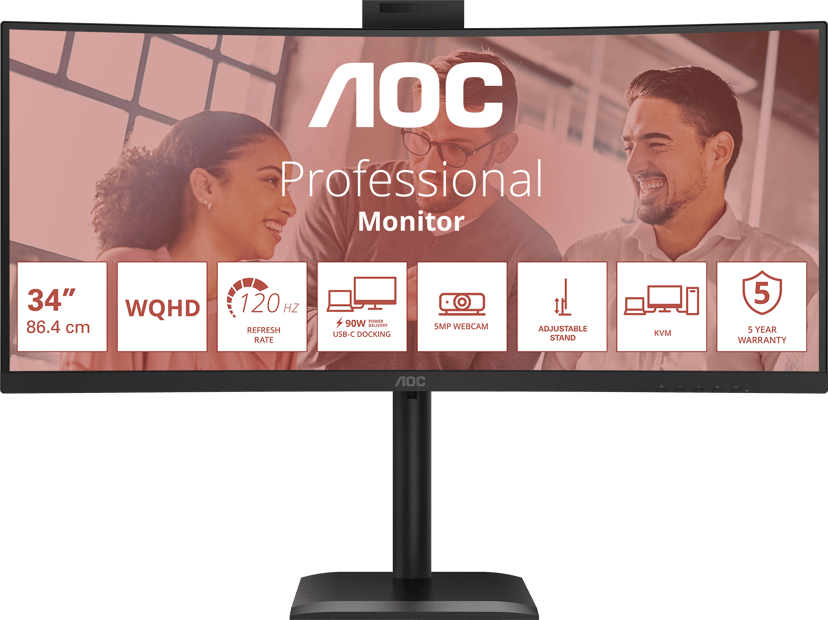 AOC CU34E4CW - (Fyndvara klass 2) 34" 3440 × 1440pixels VA 21:9 120Hz