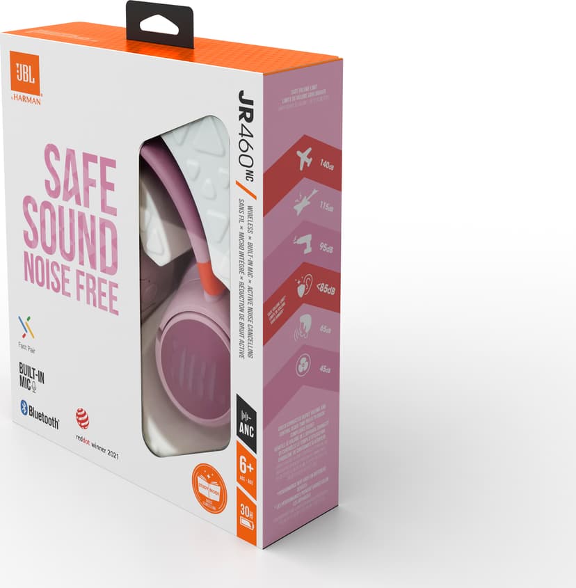 JBL JR 460NC Stereo USB-C Vaaleanpunainen