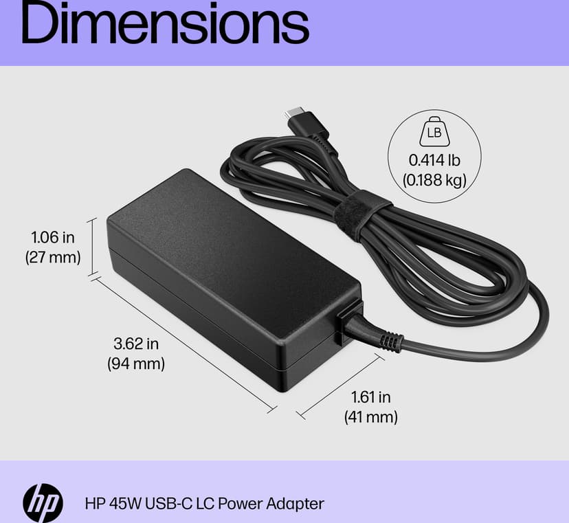 HP Nätadapter för 45W USB-C LC 45W