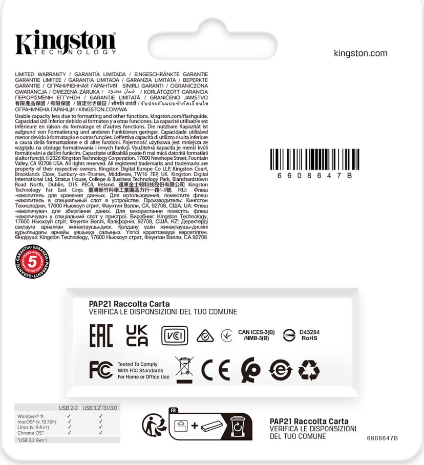 Kingston DataTraveler Exodia G2 512GB USB-A Sort, Violet