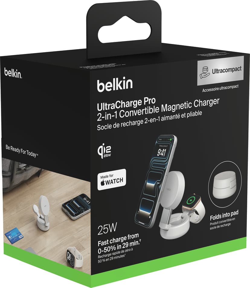 Belkin UltraCharge Pro 2-in-1 Magnetic Charging Dock 25w Qi2 Sand