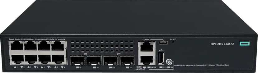 HPE Networking CW 2150 8xGbE PoE+ 125W 2xGbE SFP 2x10GbE SFP+ Administrert switch
