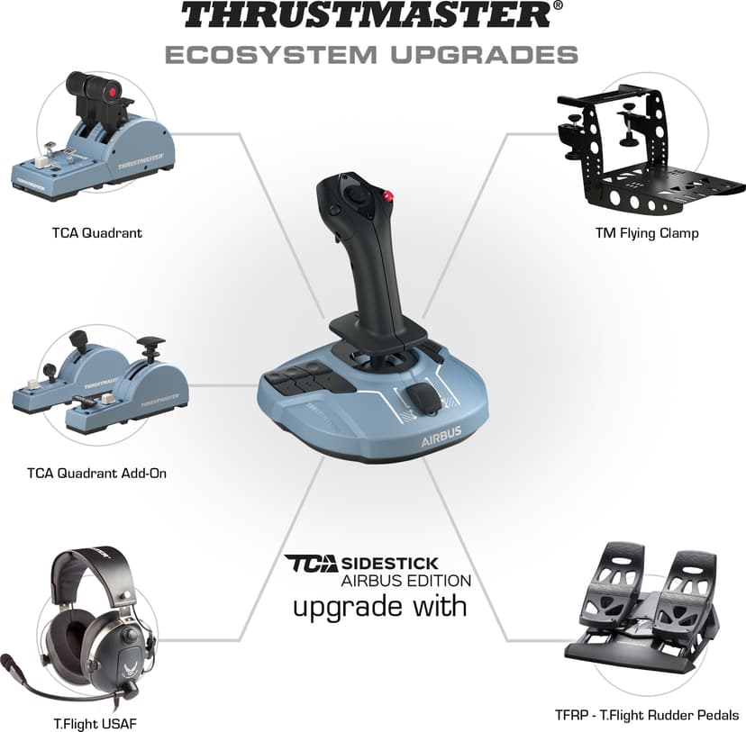 Thrustmaster TCA Sidestick Airbus edition Svart, Blå USB Joystick Analog / Digital PC Blå, Svart