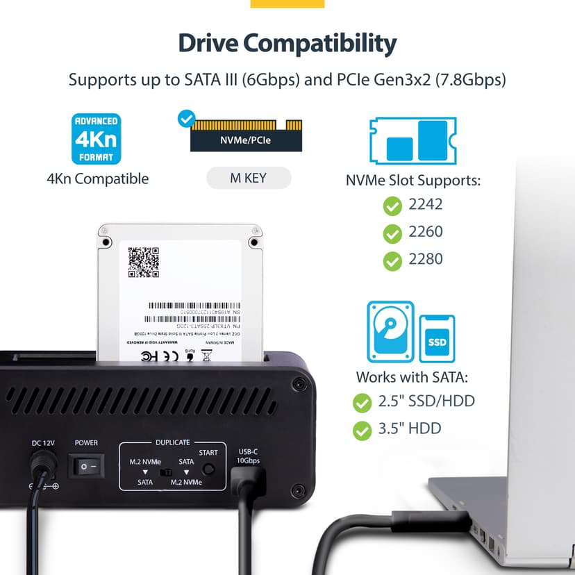 Startech StarTech.com N2-M2-SSD-DUPLICATOR mediaduplikator HDD/SSD-duplikator Svart 1 kopier