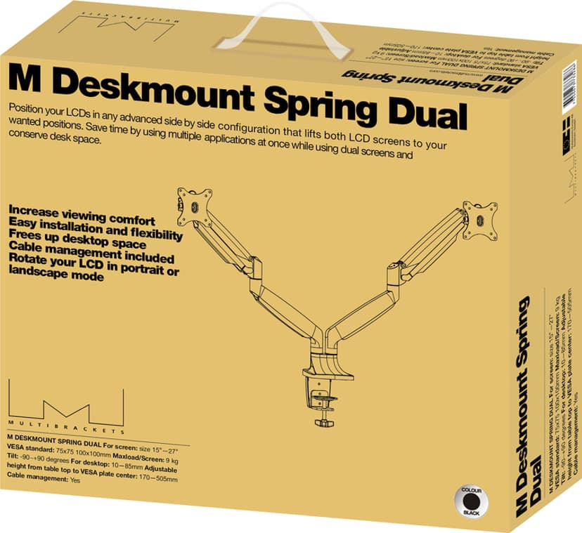 Multibrackets M Deskmount Spring Dual 15"-27" Svart