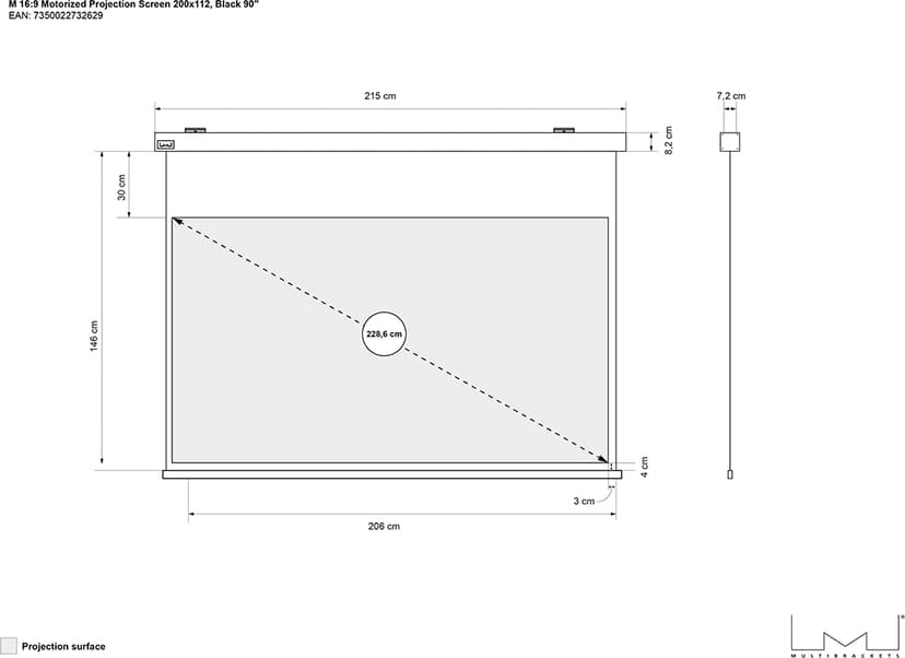 Multibrackets Projection Screen Engine Black Edition 200x112 16:9 90"