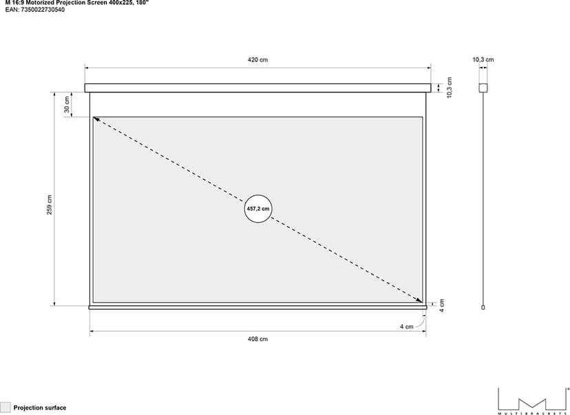 Multibrackets Projector Screen Engine 400x225 16:9 180"