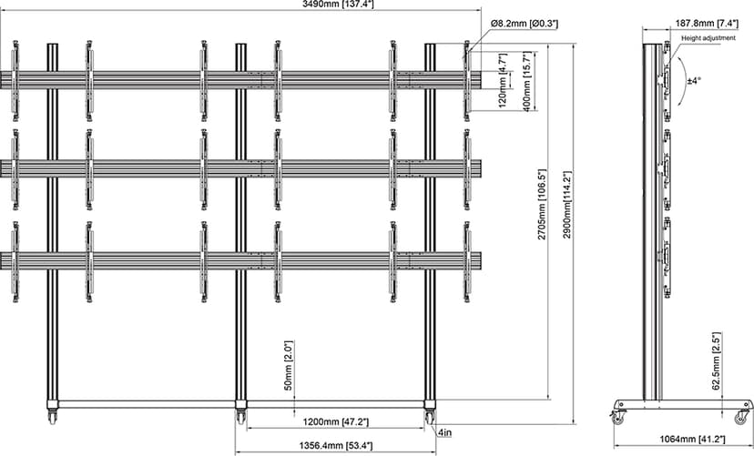 Multibrackets M Public Video Wall Stand 9-Screens
