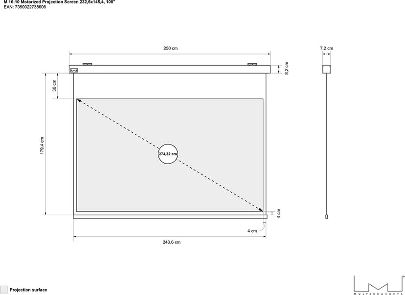Multibrackets Projector Screen Engine 235x145 16:10 108"