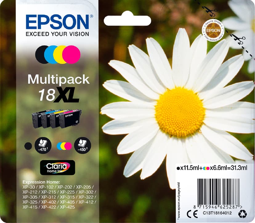 Epson Bläck Multipack (B/C/M/Y) 18XL - XP-302