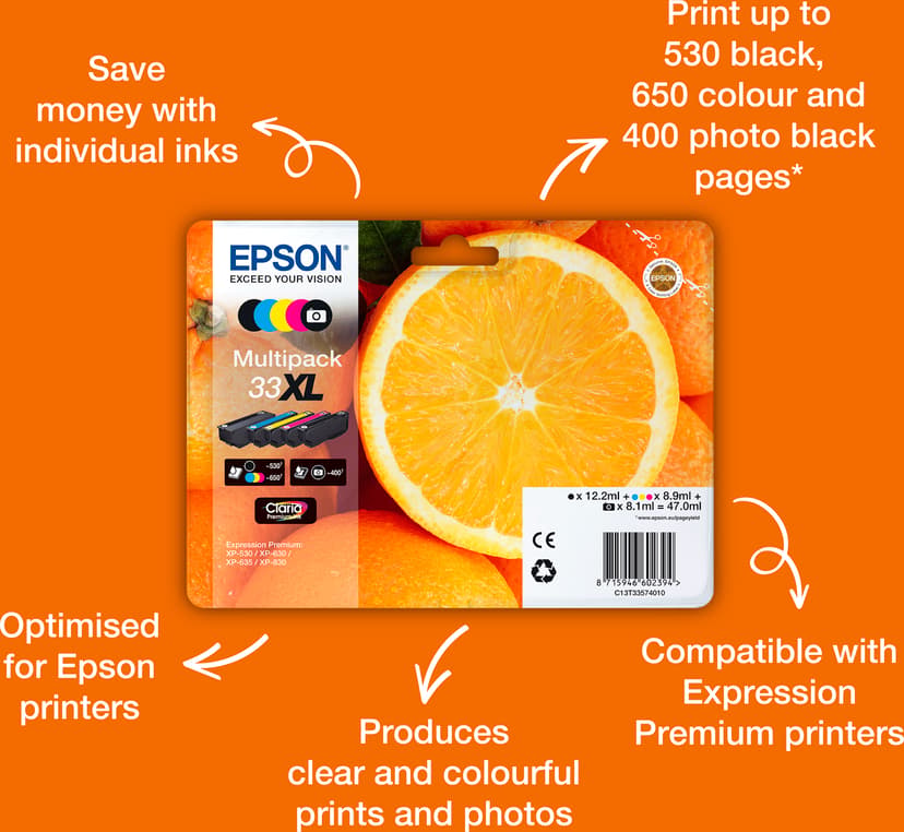 Epson Inkt Geel Claria Premium 33XL - XP-530