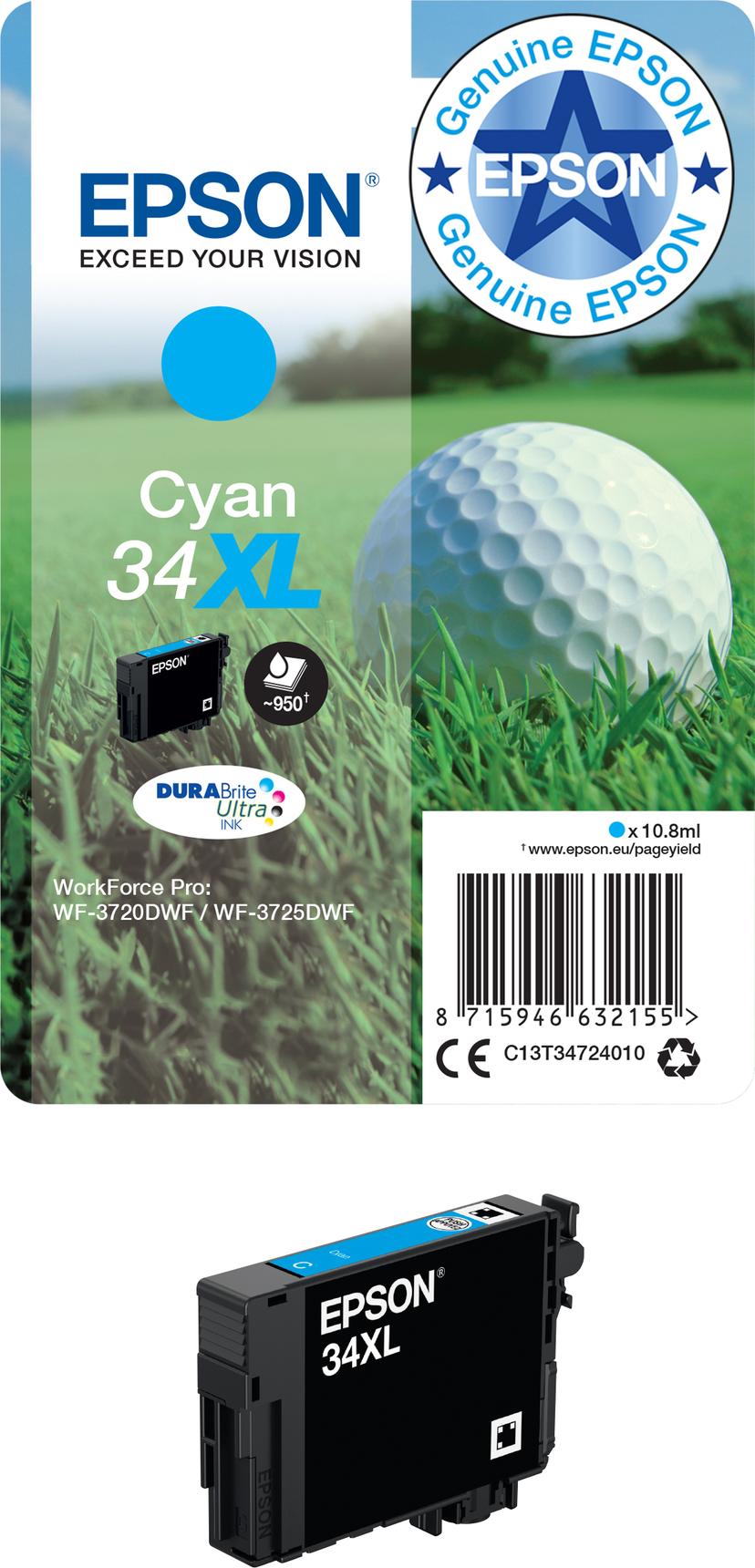 Epson Bläck Cyan 10.8ml 34XL - WF-3720