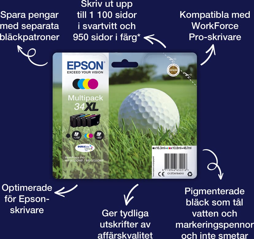 Epson Bläck Magenta 10.8ml 34XL - WF-3720