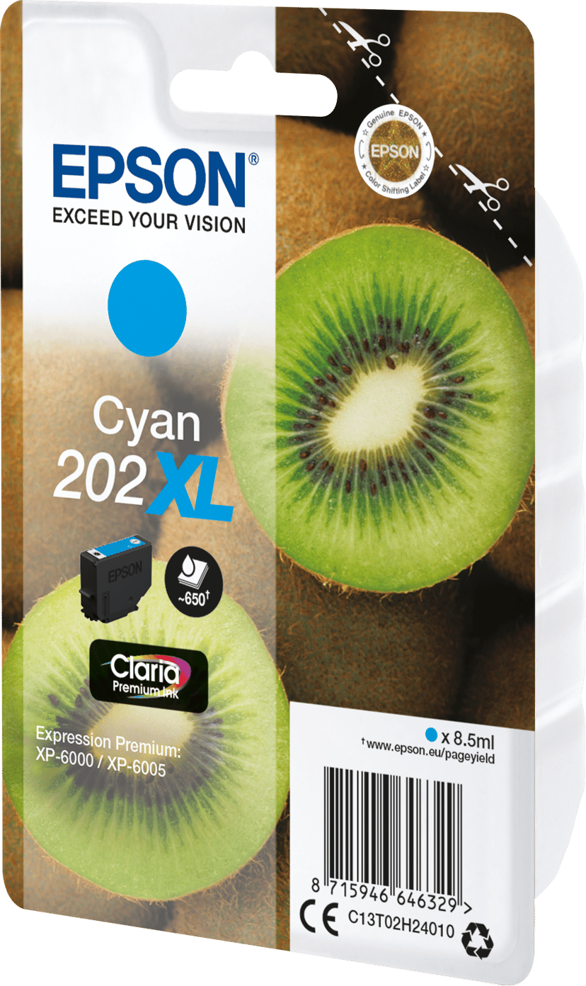 Epson Blæk Cyan 8.5ml 202XL - XP-6000/XP-6005