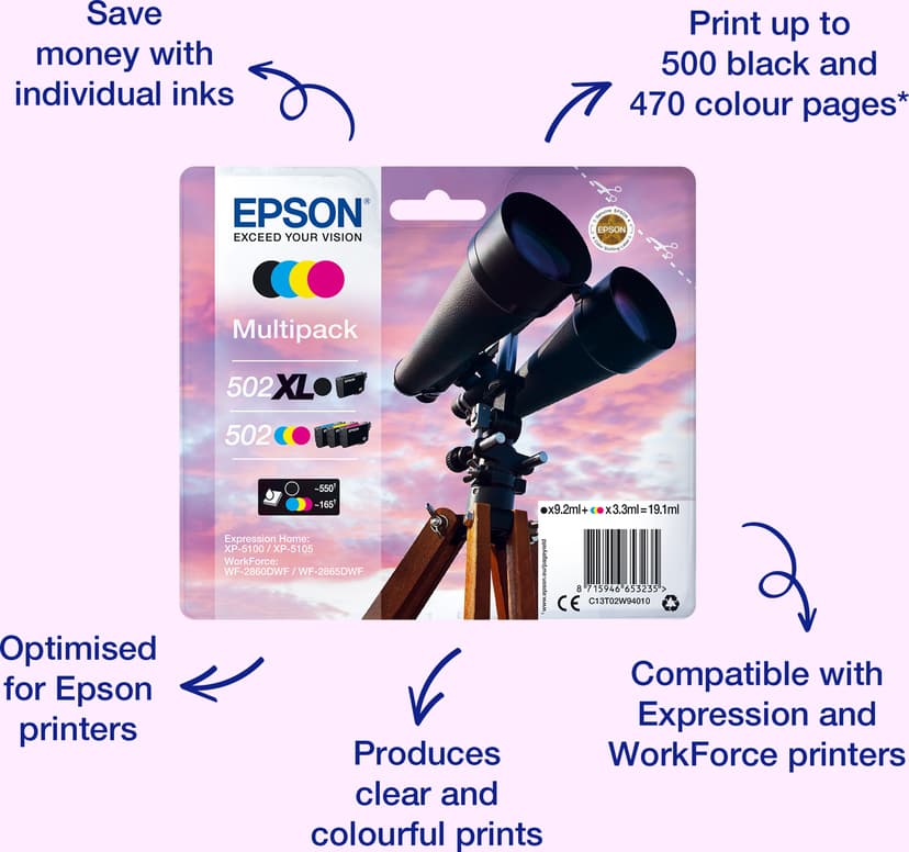 Epson Inkt Geel 502XL - XP-5100/5105/WF-2860/2865