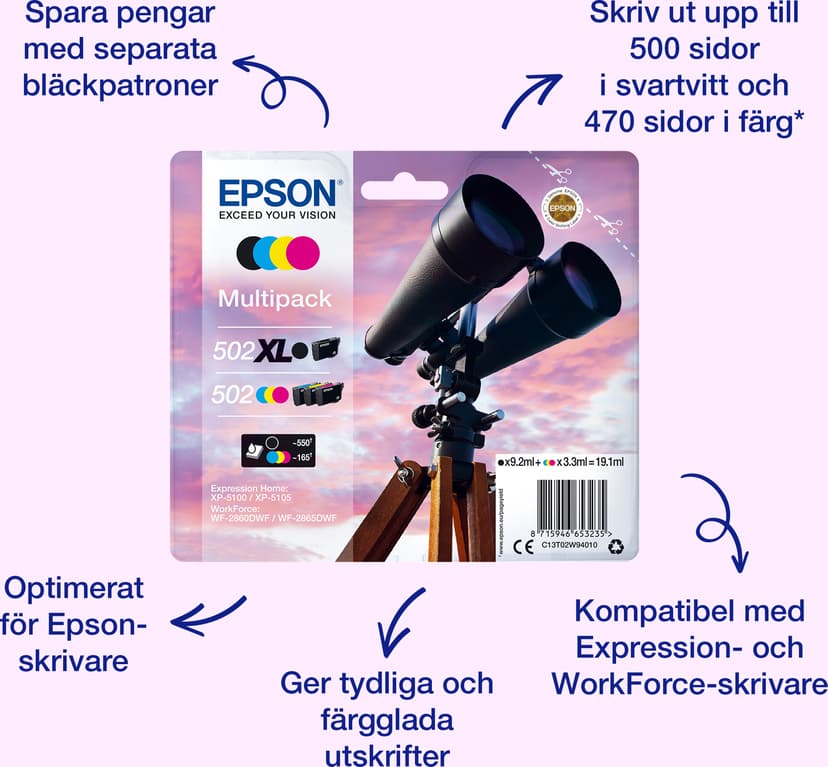Epson Bläck Magenta 502XL - XP-5100/5105/WF-2860/2865