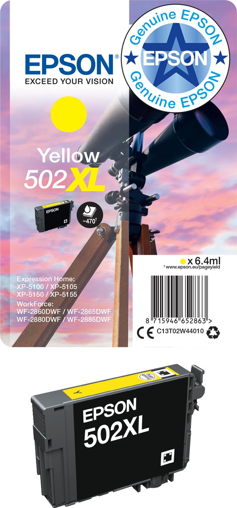 Epson Blekk Gul 502 - XP-5100/5105/WF-2860/2865