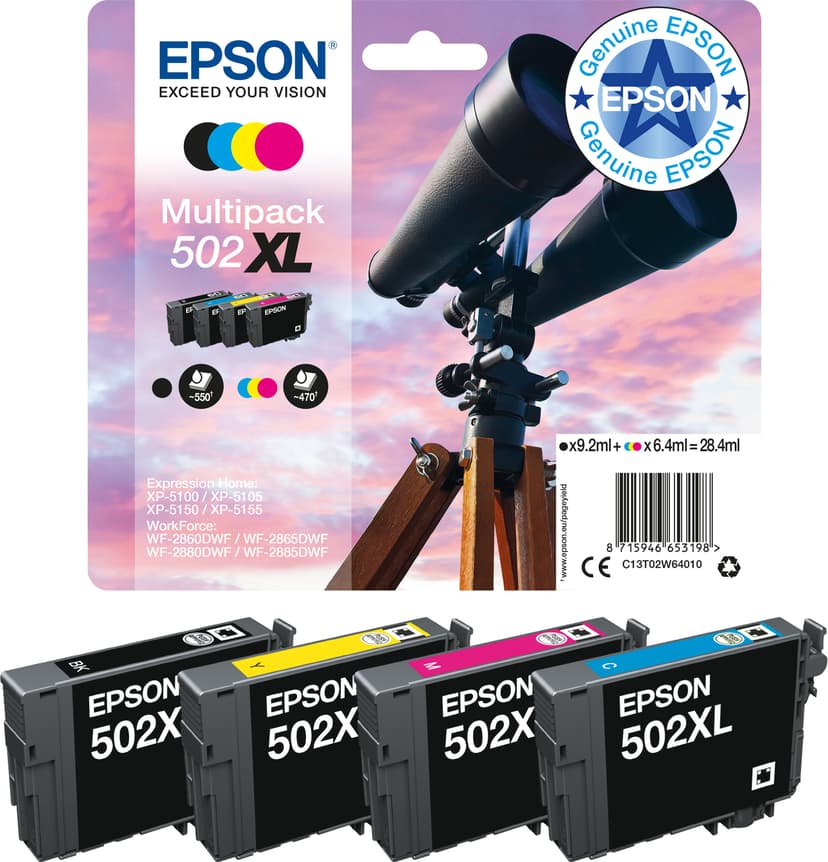 Epson Blekk Gul 502 - XP-5100/5105/WF-2860/2865
