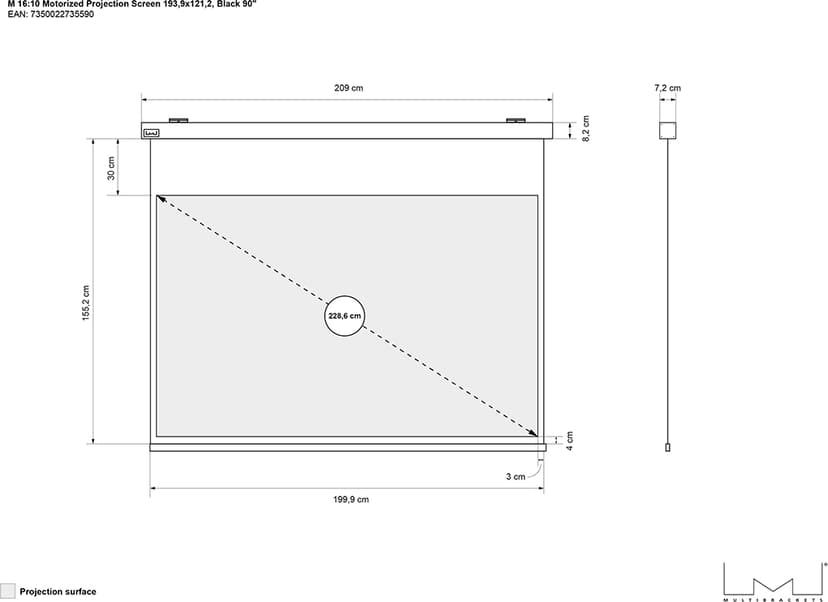 Multibrackets Projector Screen Engine Black Edition 194X121 16:10 90"