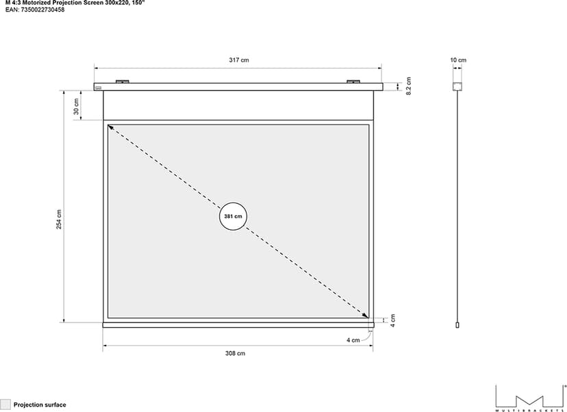 Multibrackets Projector Screen Engine 300x220 4:3 150"