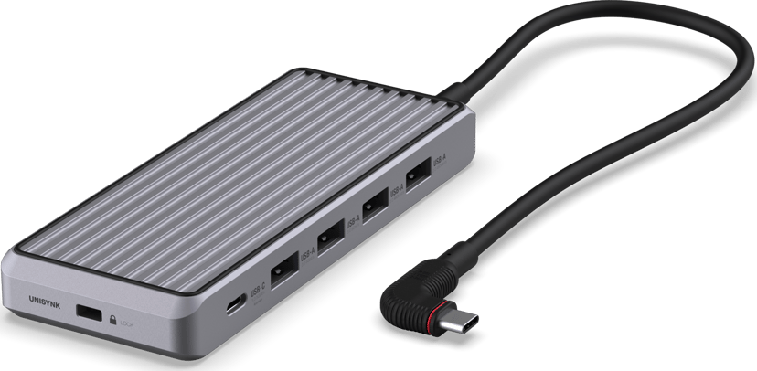 Unisynk 10 Port Dual Screen Hub 4K 100W Grey USB-C 3.2 Gen 2 (3.1 Gen 2)