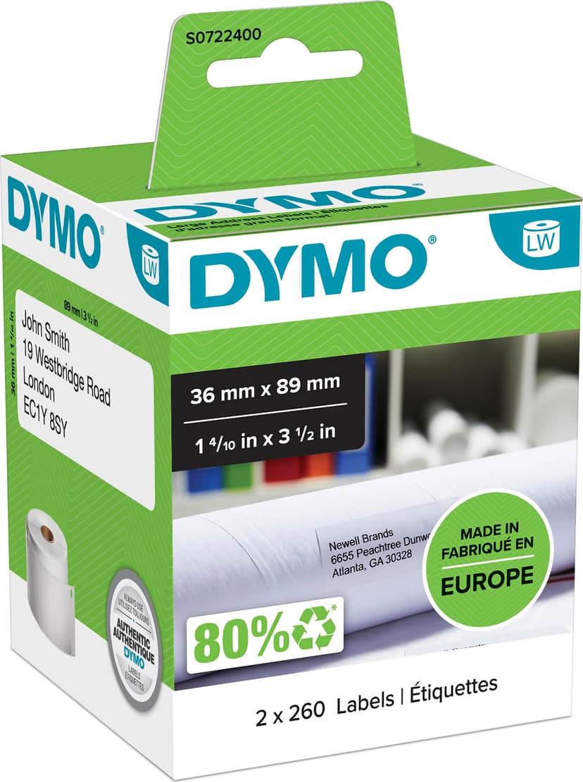 Dymo Etiketter Adresse 89 x 36mm - LW 2-Pak