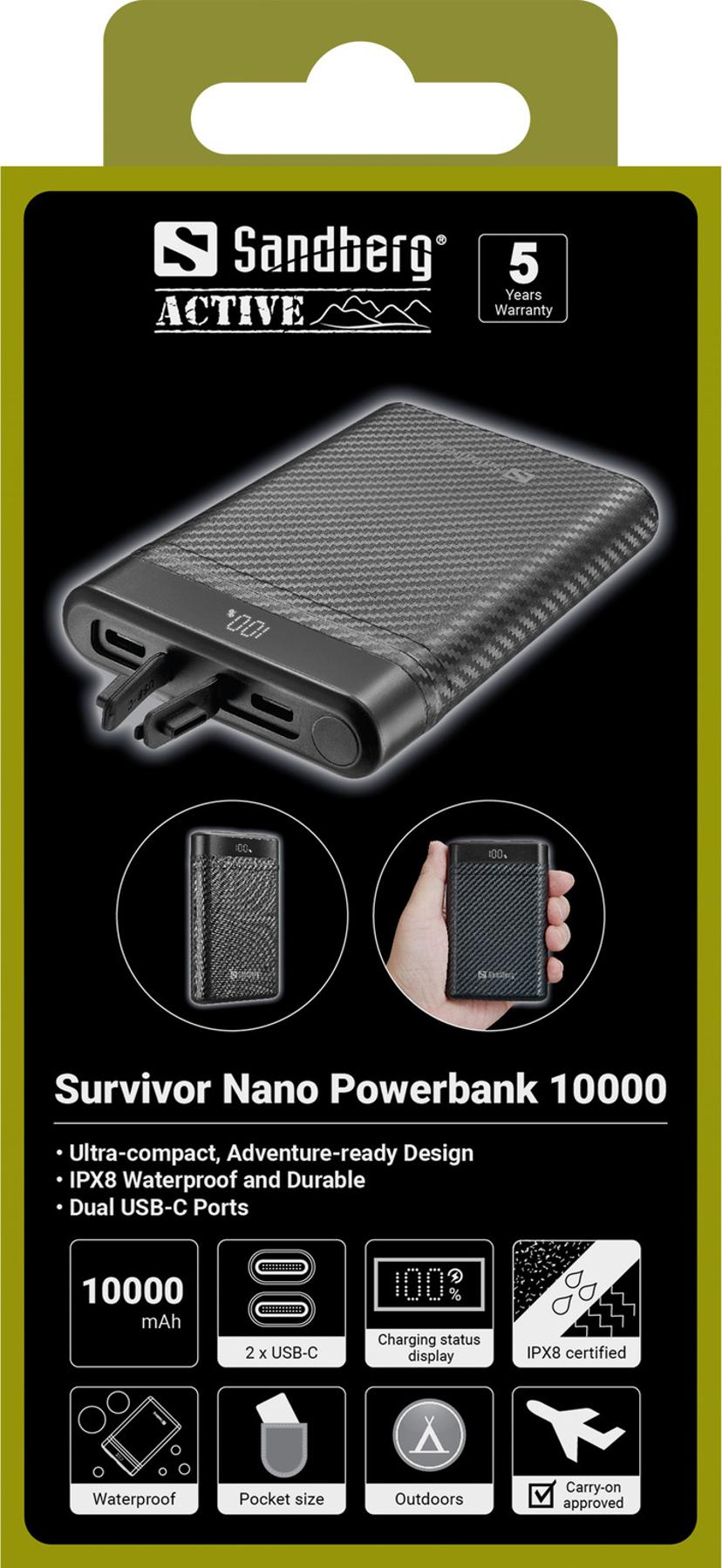 Sandberg Survivor Nano Powerbank 10000 mAh 10000mAh Svart