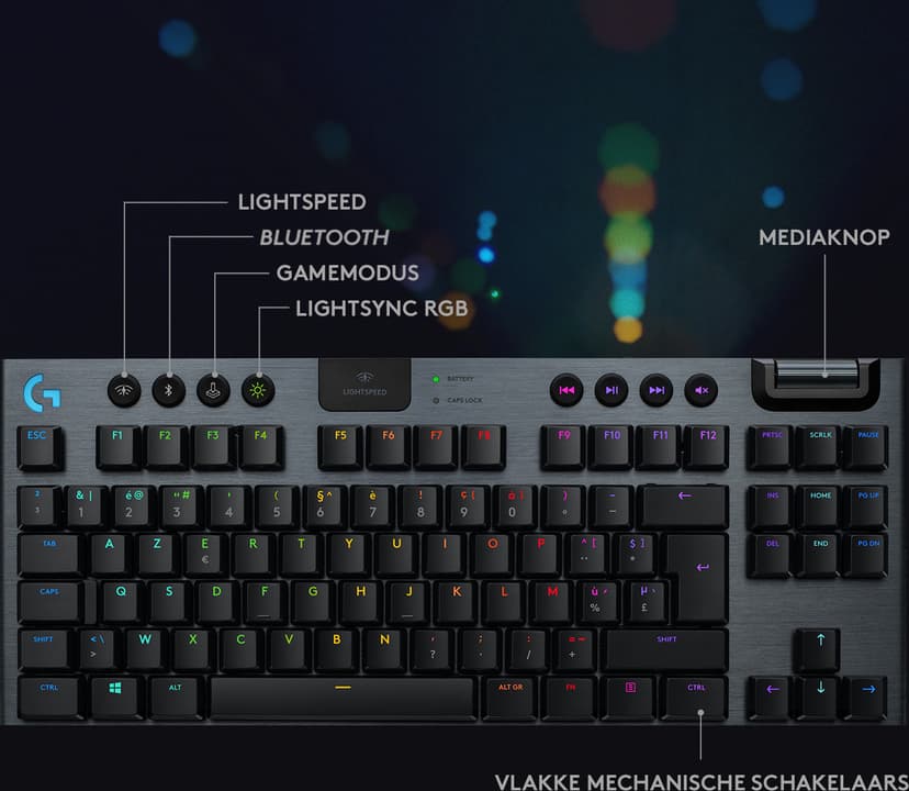 Logitech G 920-009520 toetsenbord Gamen RF-draadloos + Bluetooth QWERTY US International Koolstof Bedraad Logitech GL Linear US International