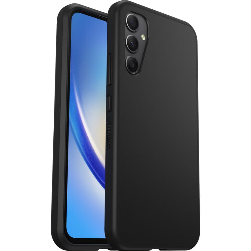 Otterbox React-hoesje voor Galaxy A34 5G, schokbestendig, valbestendig, ultradun, beschermende, getest volgens militaire standaard, Antimicrobieel, Zwart, Geen retailverpakking Zwart