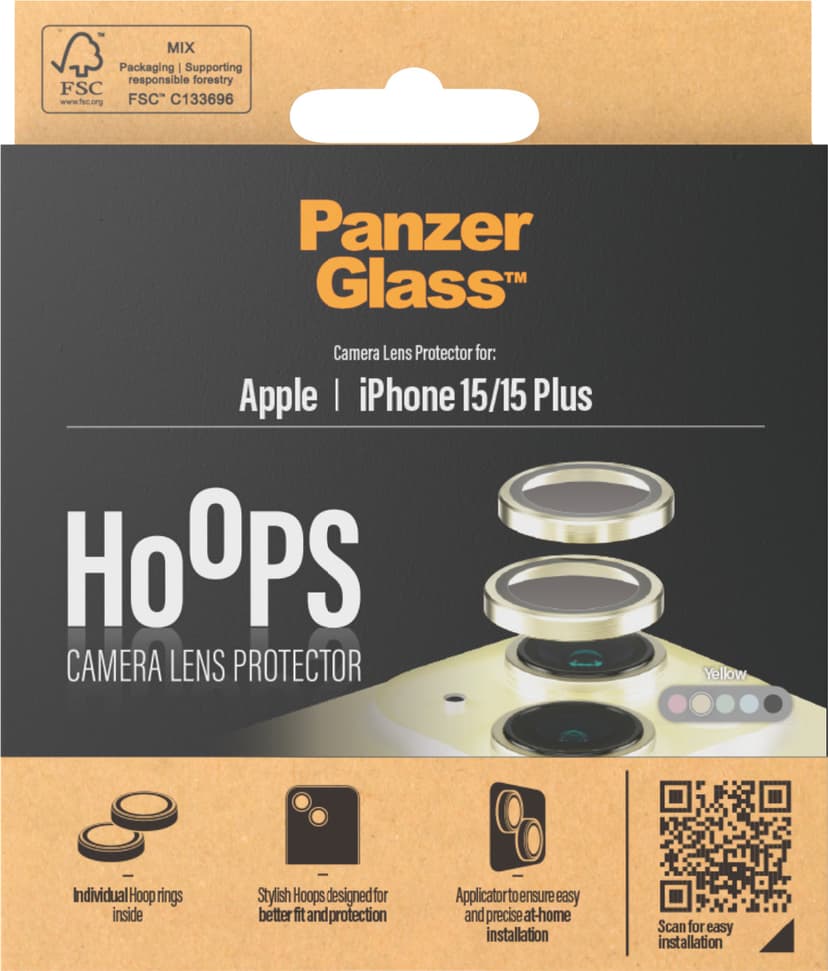 Panzerglass Hoops Lens Protector iPhone 15/15 Plus Yellow