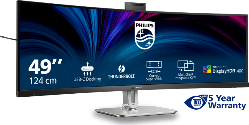 Philips 49B2U6903CH Curved - (Kuppvare klasse 2) 48.8, 48.8 inch/124 cm" 5120 × 1440pixels VA 32:9 100Hz